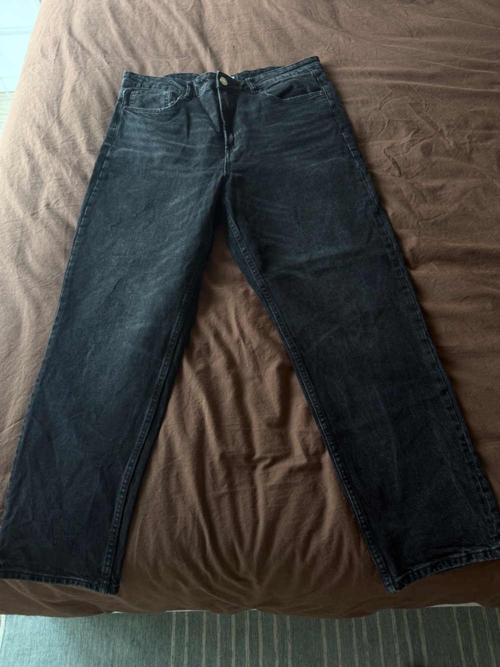 Zara Washed Black Straight Jeans